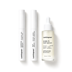 LashOriginals Triple Care Set on a white background: eyebrow serum, lash serum and 50 ml scalp and root serum
